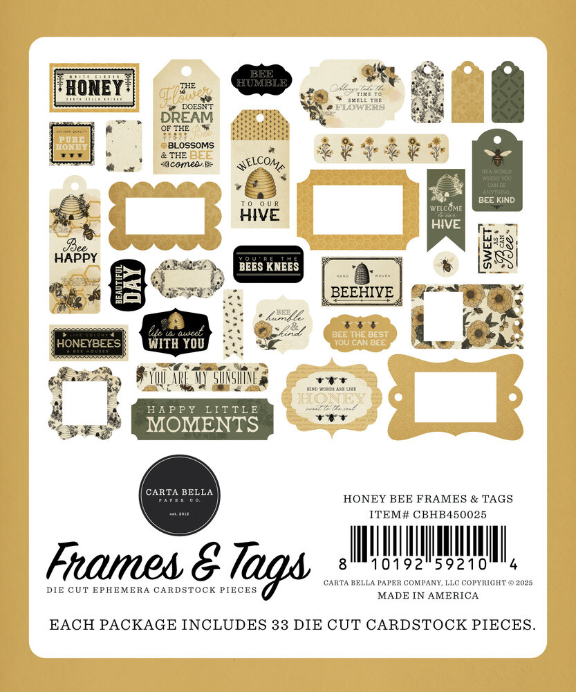 Carta Bella Honey Bee Frames & Tags (CBHB450025) Carta Bella Honey Bee Frames & Tags (CBHB450025)