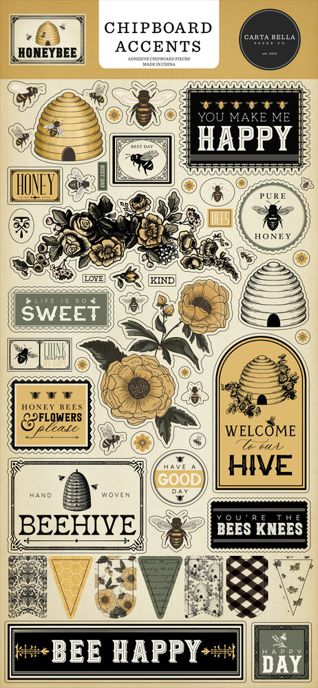 Carta Bella Honey Bee Chipboard Accents (CBHB450021)