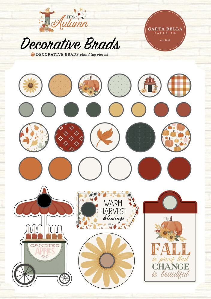 Carta Bella It's Autumn Adhesive Brads (CBIA452020)