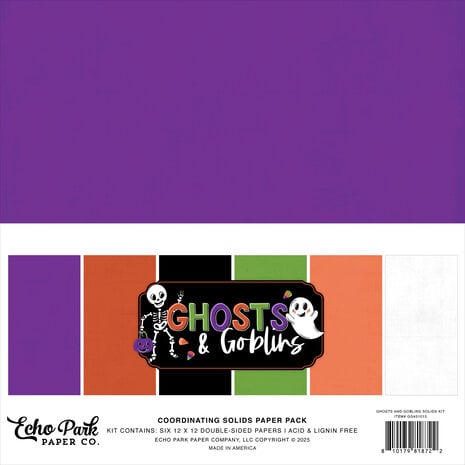Echo Park Ghosts And Goblins 12x12 Inch Coordination Solids Paper Pack (GG451015)