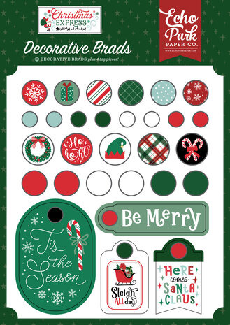 Echo Park Christmas Express Adhesive Brads (SCE455020)