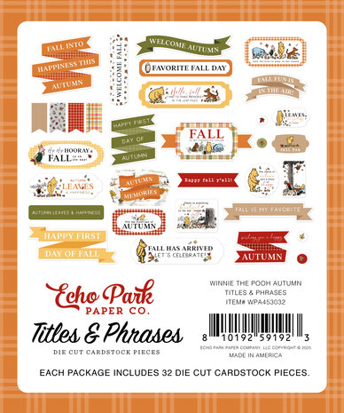 Echo Park Winnie The Pooh Autumn Titles & Phrases (WPA453032)