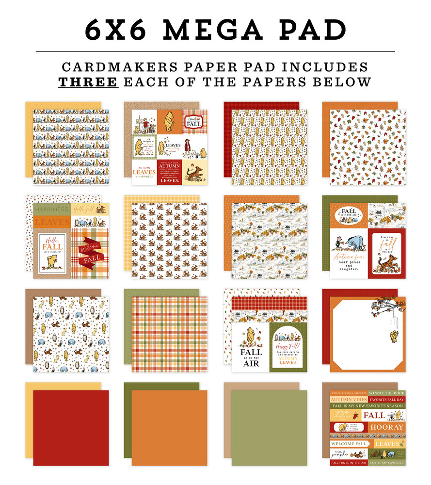 Echo Park Winnie The Pooh Autumn 6x6 Inch Cardmakers Mega Pad (WPA453031)
