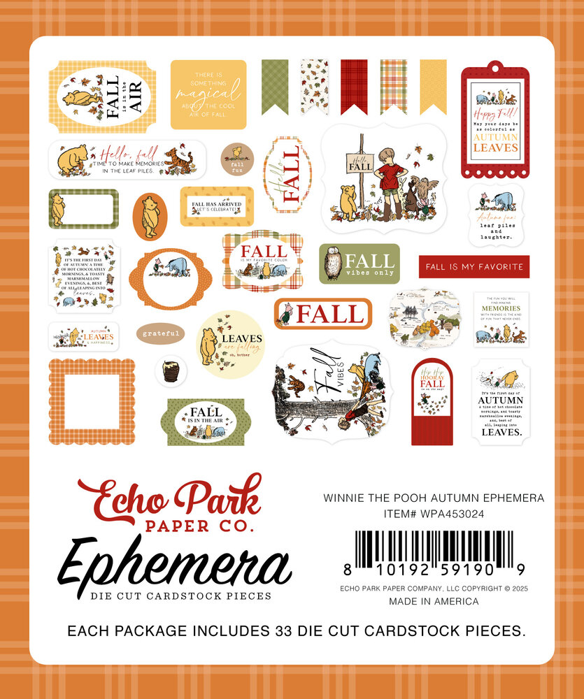 Echo Park Winnie The Pooh Autumn Ephemera (WPA453024)