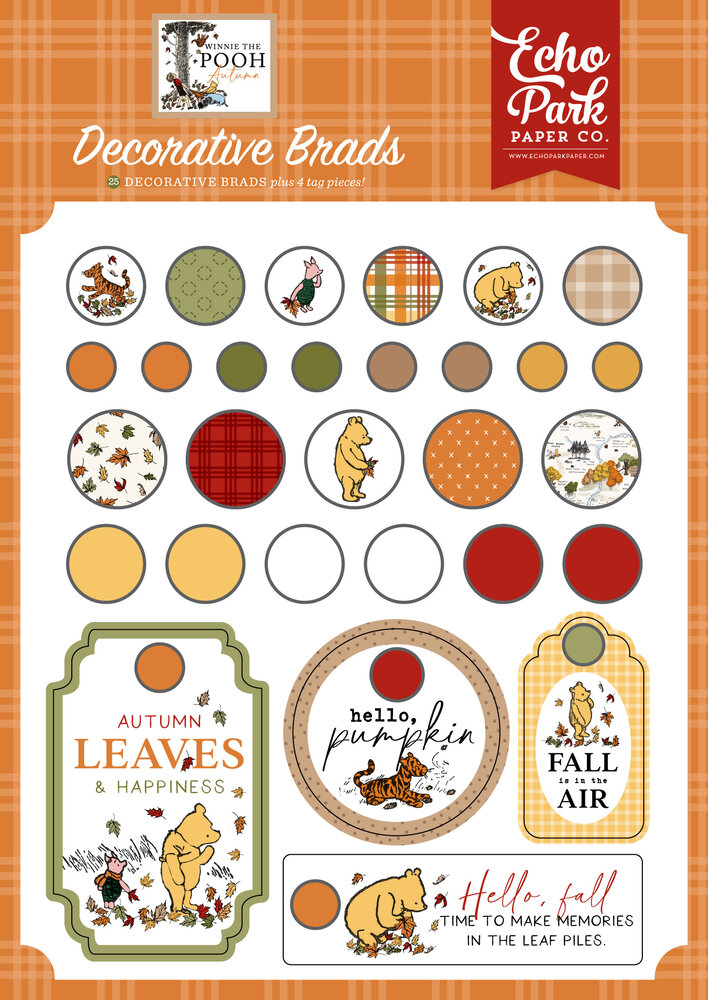 Echo Park Winnie The Pooh Autumn Adhesive Brads (WPA453020)