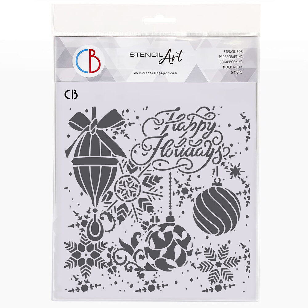 Ciao Bella Winter Season 8x8 Inch Texture Stencil Happy Holidays (MS8-027) Ciao Bella Winter Season 8x8 Inch Texture Stencil Happy Holidays (MS8-027)
