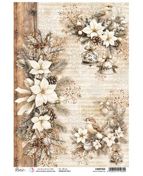Ciao Bella Winter Season A4 Rice Paper A4 White Poinsettia (5pcs) (CBRP555)
