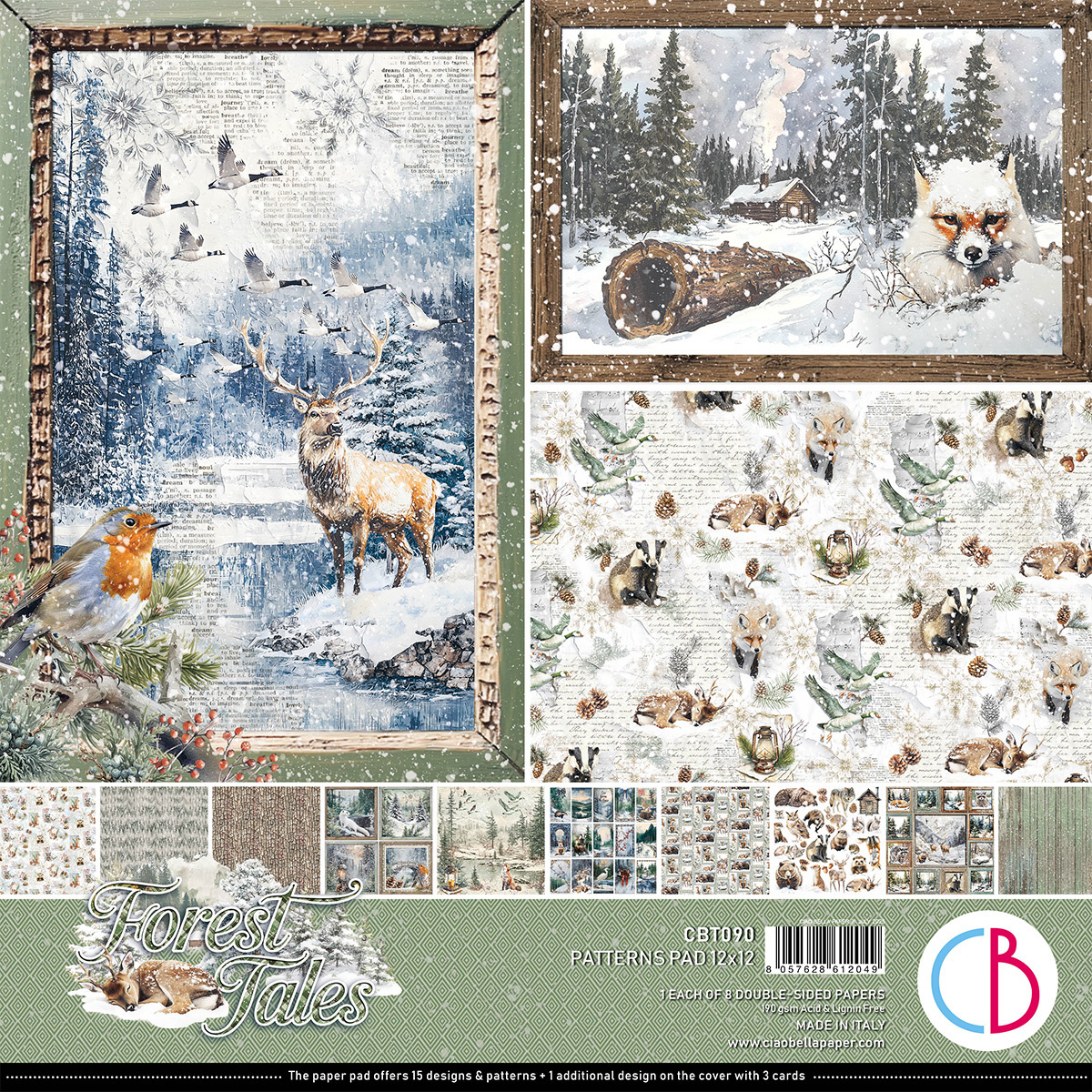 Forest Tales 12x12 Inch Patterns Pad (8pcs) (CBT090) - Craftlines B.V.