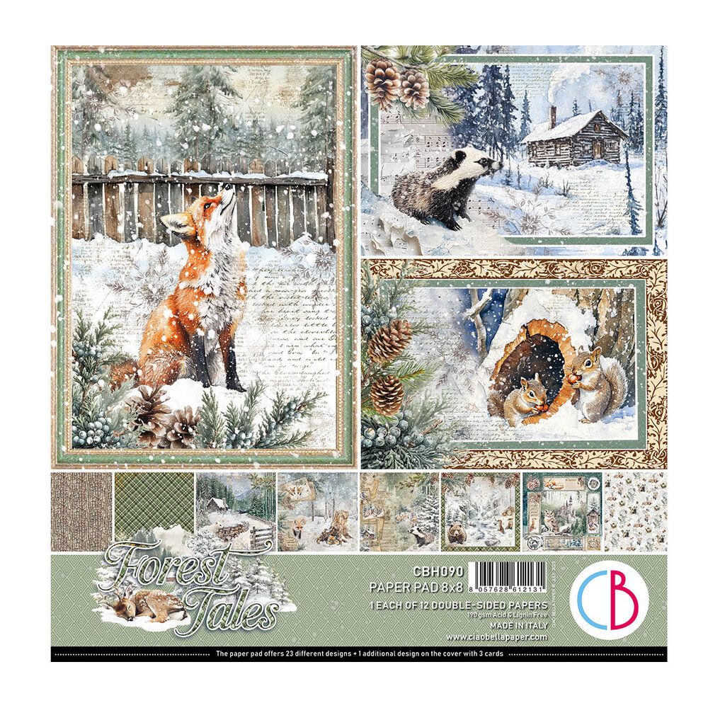 Ciao Bella Forest Tales 8x8 Inch Paper Pad (12pcs) (CBH090) Ciao Bella Forest Tales 8x8 Inch Paper Pad (12pcs) (CBH090)