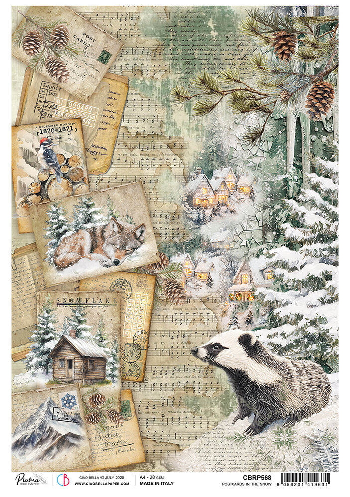 Ciao Bella Forest Tales A4 Rice Paper Postcard in the Snow (5pcs) (CBRP568) Ciao Bella Forest Tales A4 Rice Paper Postcard in the Snow (5pcs) (CBRP568)