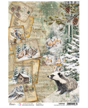 Ciao Bella Forest Tales A4 Rice Paper Postcard in the Snow (5pcs) (CBRP568)