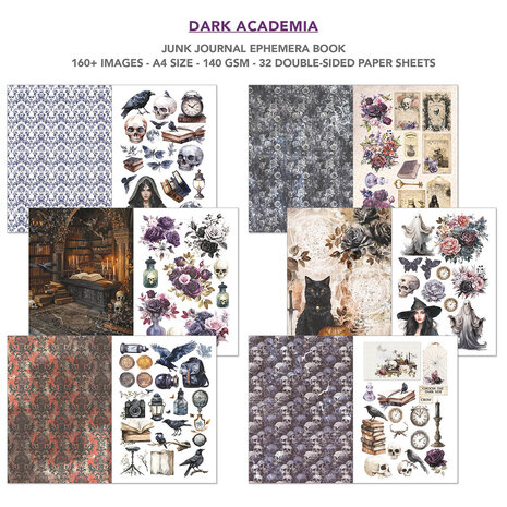 Ciao Bella Dark Academia A4 Junk Journal Ephemera Book (32pcs) (CBB014) Ciao Bella Dark Academia A4 Junk Journal Ephemera Book (32pcs) (CBB014)