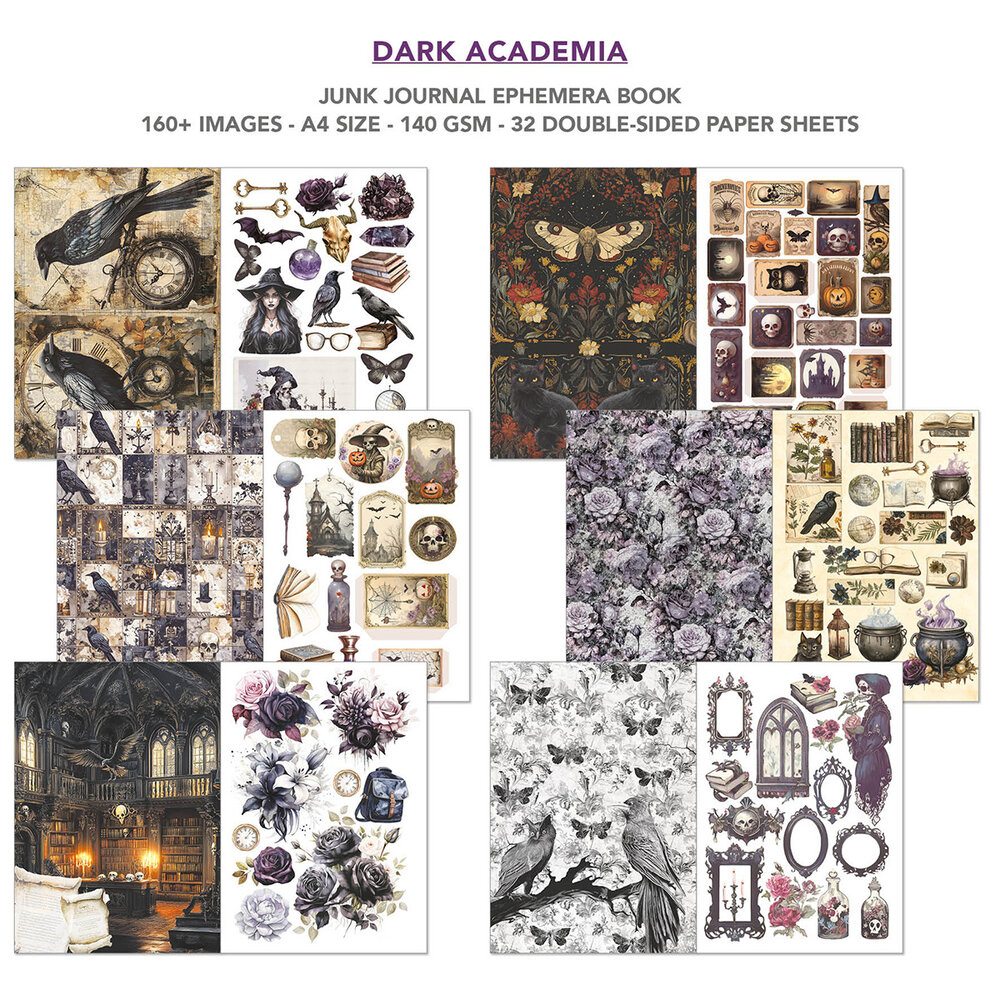 Ciao Bella Dark Academia A4 Junk Journal Ephemera Book (32pcs) (CBB014) Ciao Bella Dark Academia A4 Junk Journal Ephemera Book (32pcs) (CBB014)