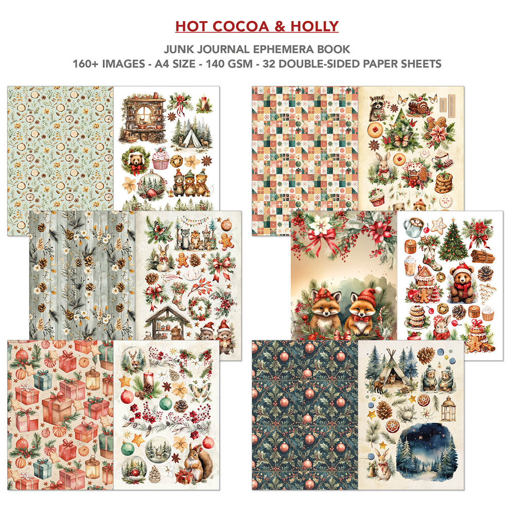 Ciao Bella Hot Cocoa & Holly A4 Junk Journal Ephemera Book (32pcs) (CBB015) Ciao Bella Hot Cocoa & Holly A4 Junk Journal Ephemera Book (32pcs) (CBB015)