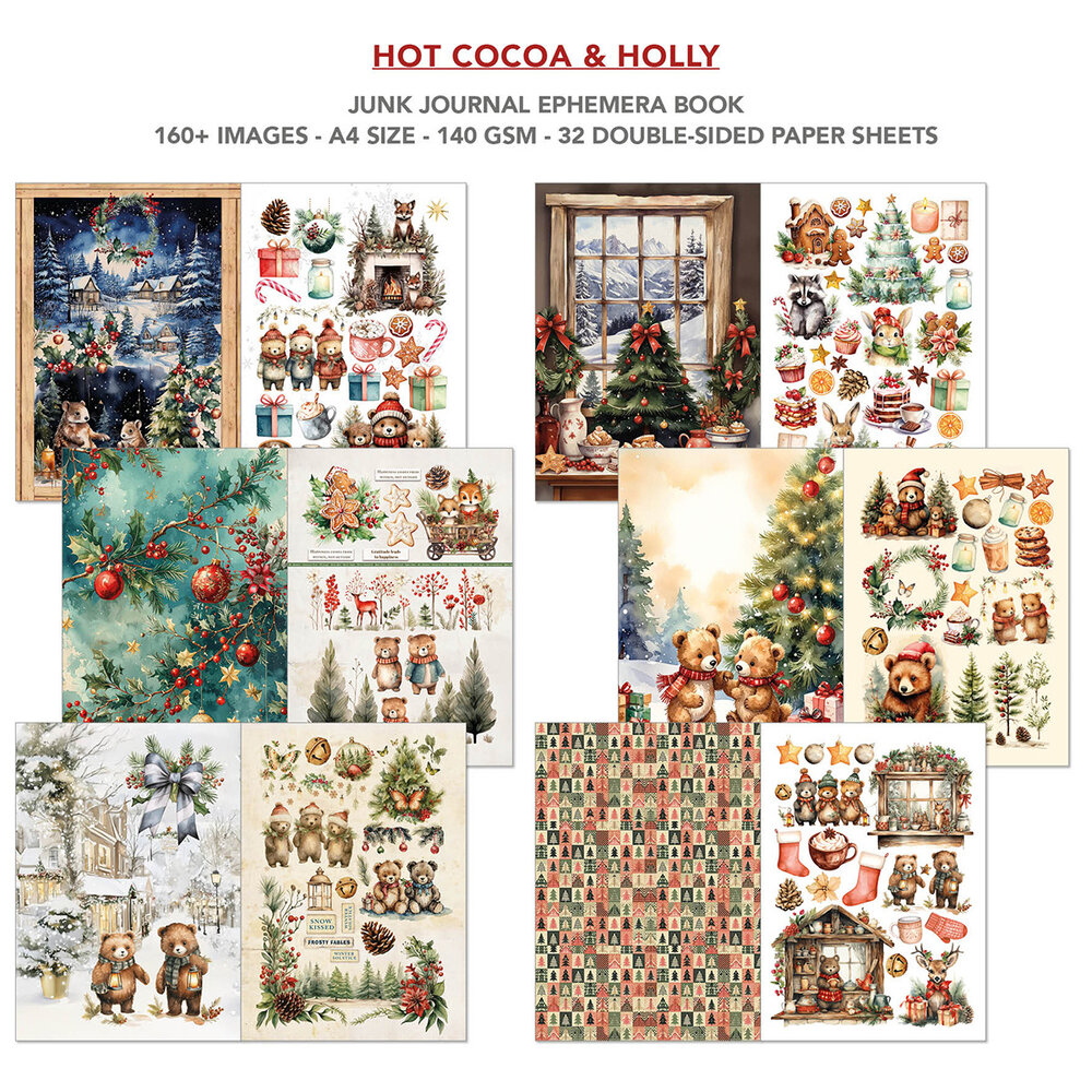 Ciao Bella Hot Cocoa & Holly A4 Junk Journal Ephemera Book (32pcs) (CBB015) Ciao Bella Hot Cocoa & Holly A4 Junk Journal Ephemera Book (32pcs) (CBB015)