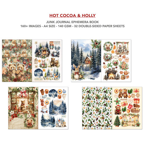 Ciao Bella Hot Cocoa & Holly A4 Junk Journal Ephemera Book (32pcs) (CBB015) Ciao Bella Hot Cocoa & Holly A4 Junk Journal Ephemera Book (32pcs) (CBB015)