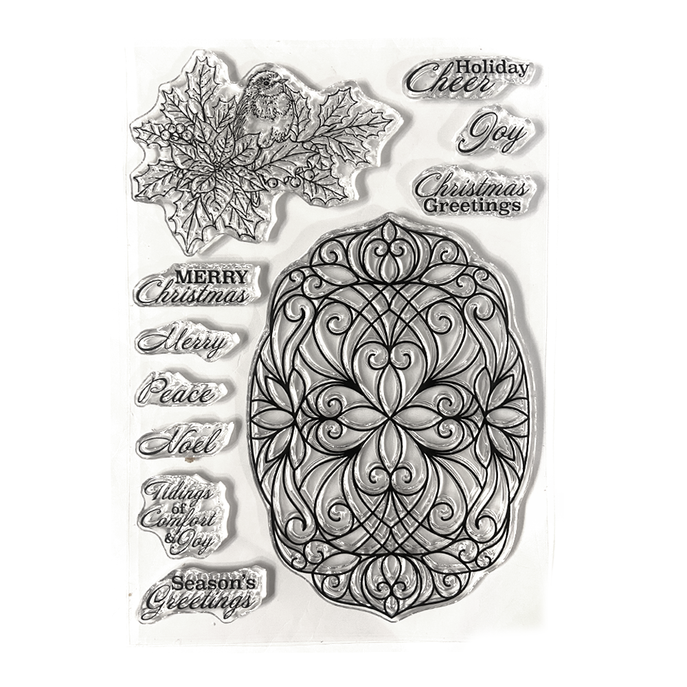 Elizabeth Craft Designs Festive Holly Stamps Festive Holly Sentiments (CS417)