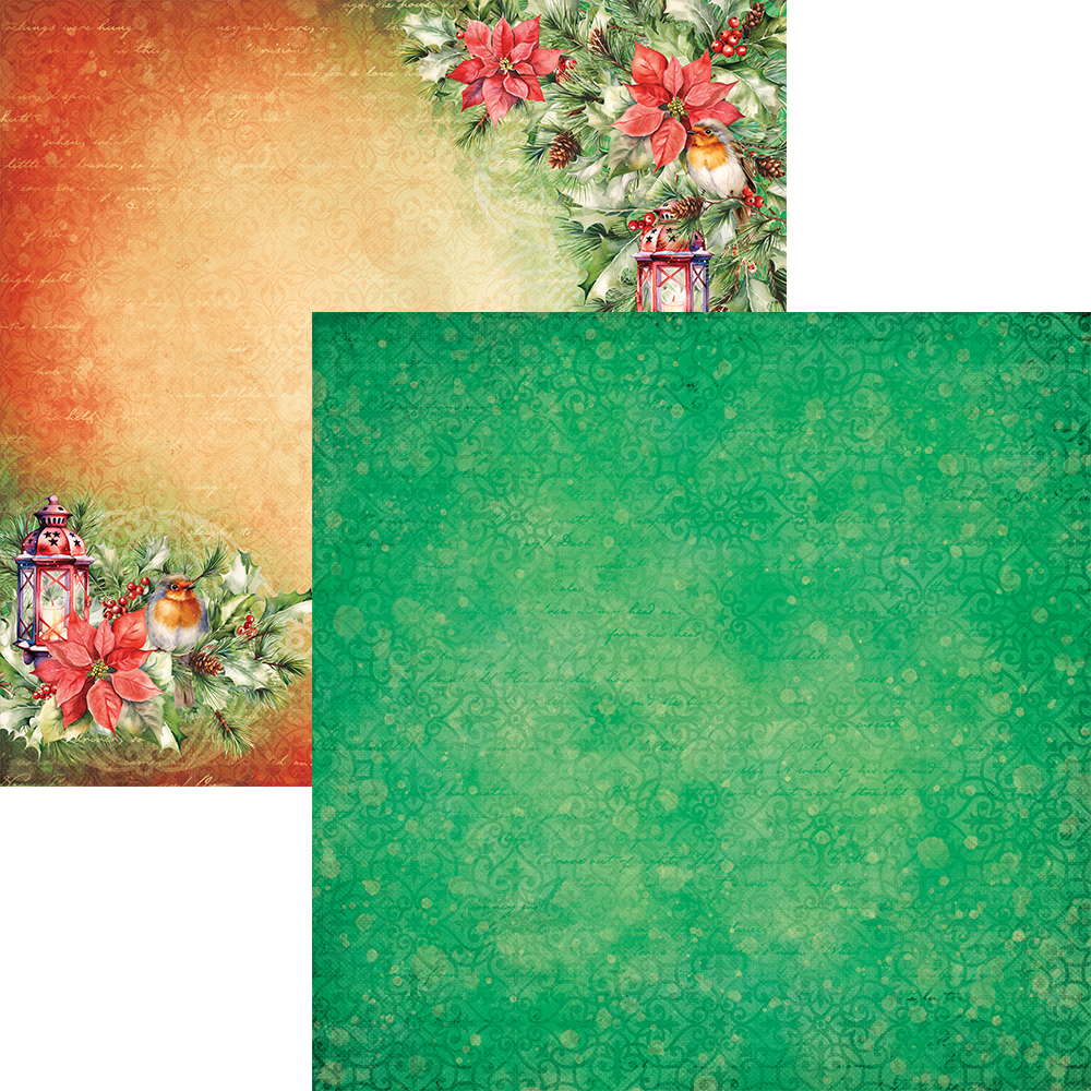 Elizabeth Craft Designs Festive Holly 12x12 Inch Patterned Cardstock Paper (C034)