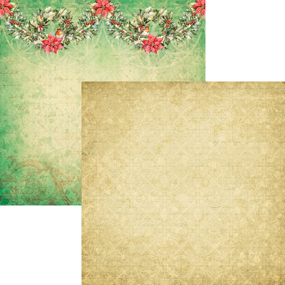 Elizabeth Craft Designs Festive Holly 12x12 Inch Patterned Cardstock Paper (C034)