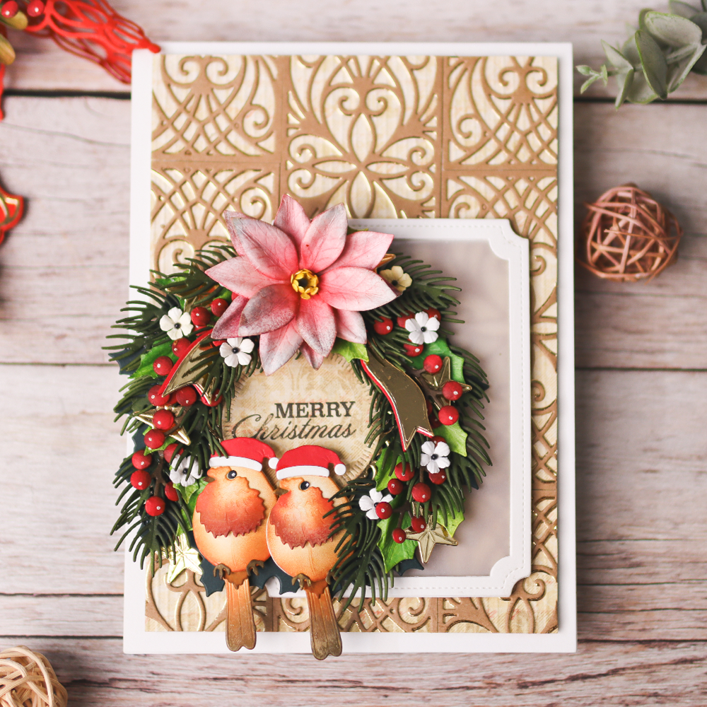 Elizabeth Craft Designs Festive Holly Die Holiday Wreath (2271)