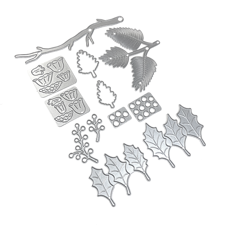 Elizabeth Craft Designs Festive Holly Die Winter Greenery (2270)