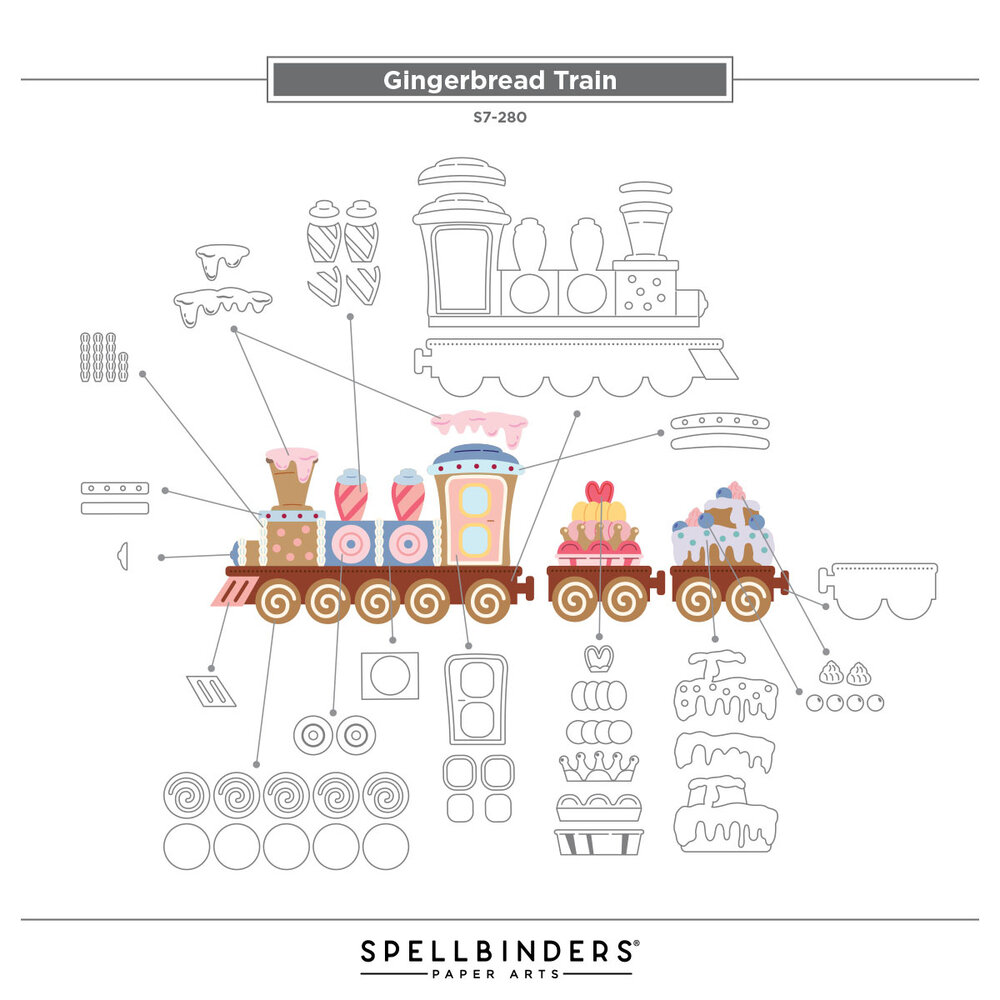 Spellbinders Candy Christmas Etched Dies Gingerbread Train (S7-280) Spellbinders Candy Christmas Etched Dies Gingerbread Train (S7-280)