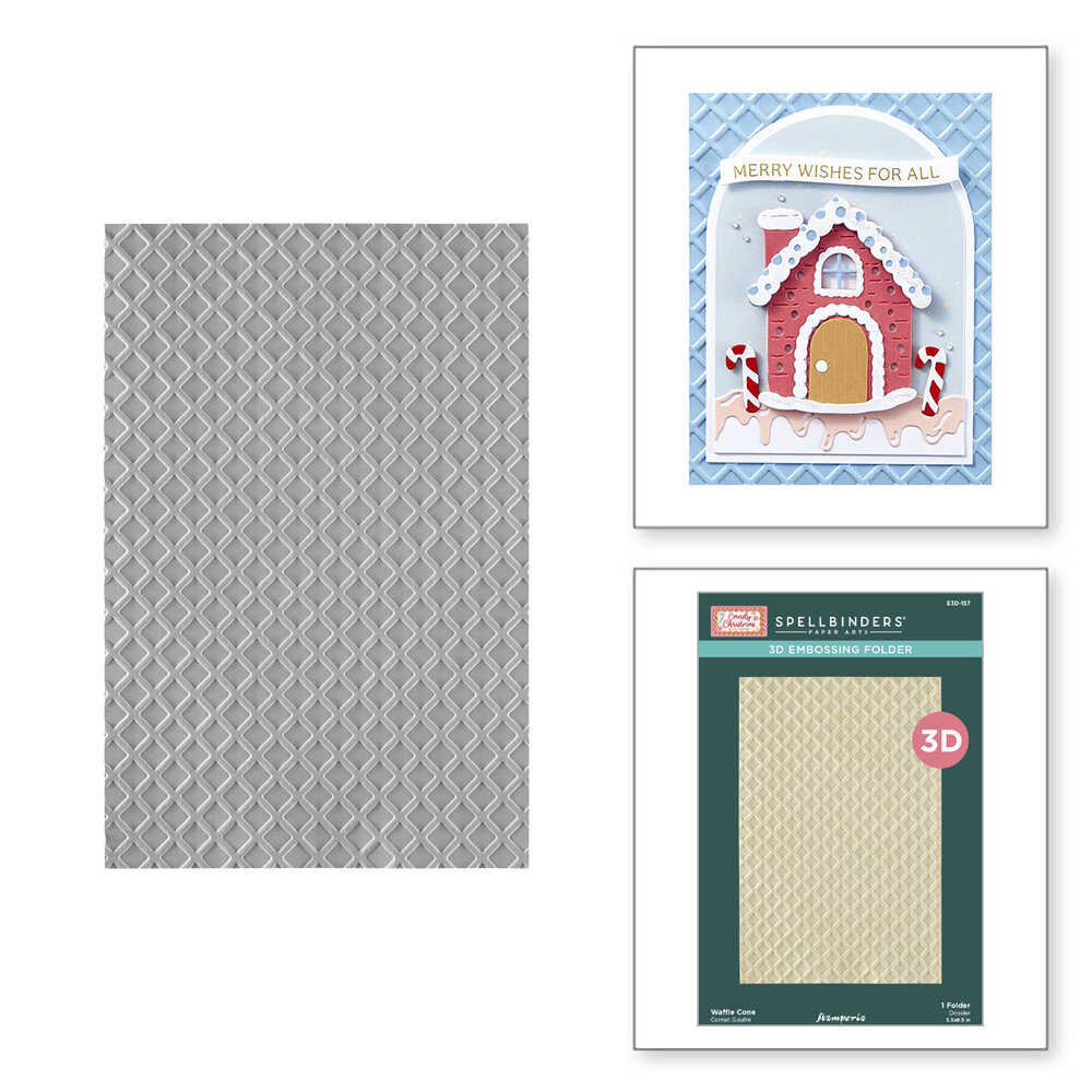 Spellbinders Candy Christmas 3D Embossing Folder Waffle Cone (E3D-157)