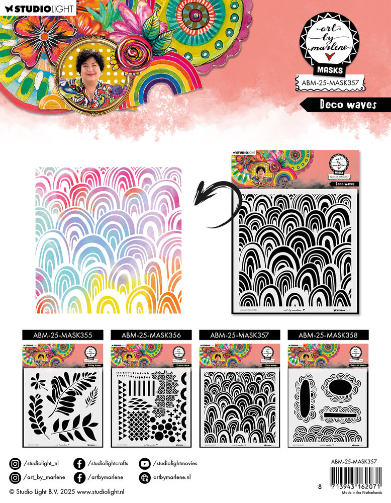 Art By Marlene Deco Waves Mask (ABM-25-MASK357) Art By Marlene Deco Waves Mask (ABM-25-MASK357)