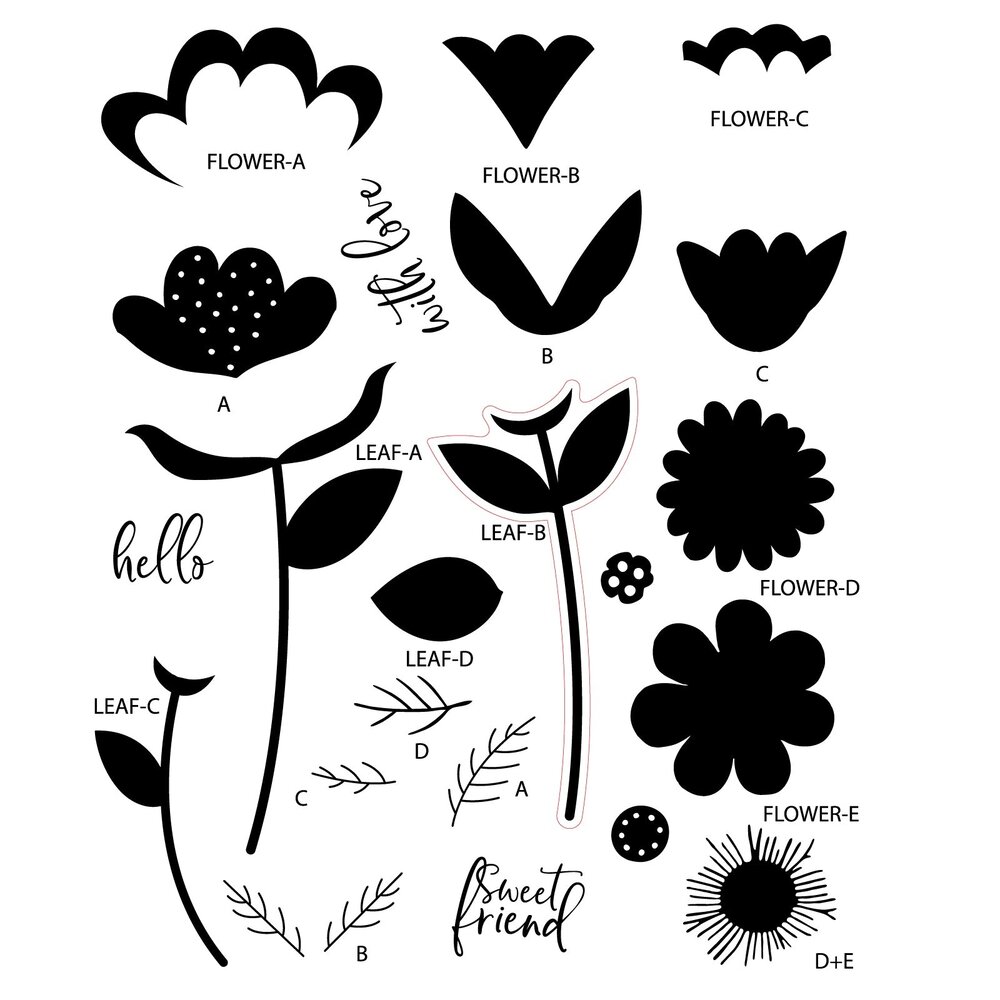 Sizzix Clear Stamps by Catherine Pooler Whimsy Bloom #1 (22pcs) (666994)