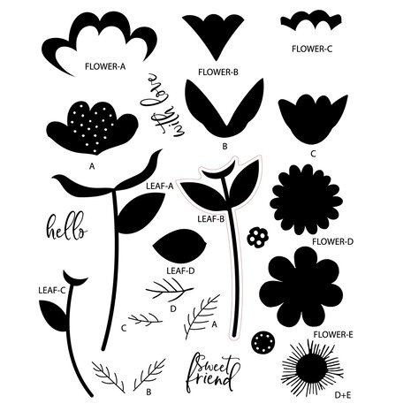 Sizzix Clear Stamps by Catherine Pooler Whimsy Bloom #1 (22pcs) (666994)