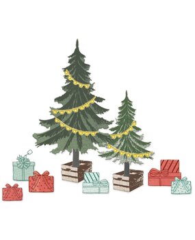 Sizzix Framelits Die w/Stamps by 49 and Market Trees and Trinkets (15+17pcs) (667013)