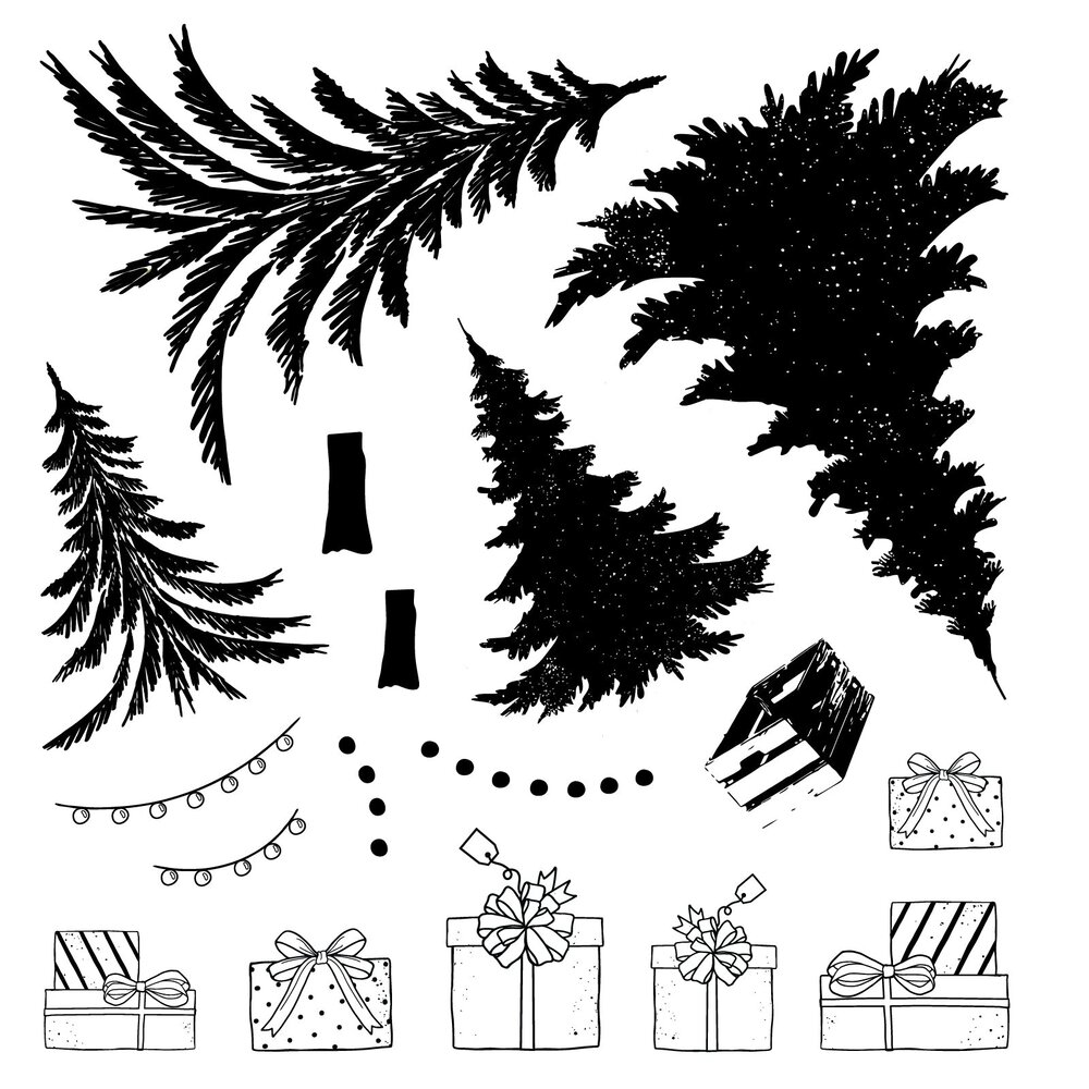 Sizzix Framelits Die w/Stamps by 49 and Market Trees and Trinkets (15+17pcs) (667013)