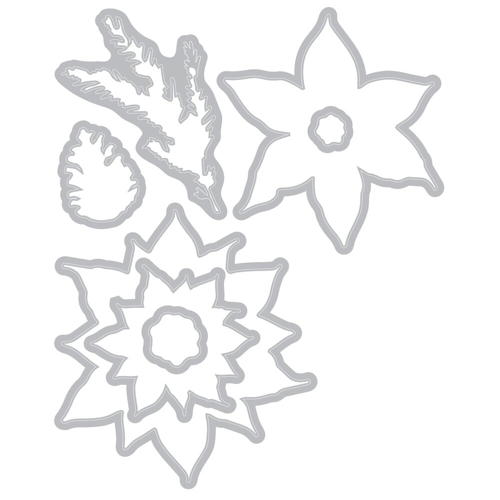 Sizzix Framelits Die w/Stamps by 49 and Market Poinsettia Trio (10+16pcs) (667015) Sizzix Framelits Die w/Stamps by 49 and Market Poinsettia Trio (10+16pcs) (667015)