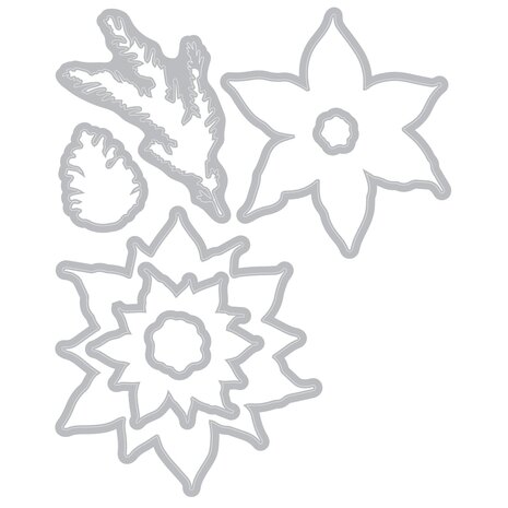 Sizzix Framelits Die w/Stamps by 49 and Market Poinsettia Trio (10+16pcs) (667015) Sizzix Framelits Die w/Stamps by 49 and Market Poinsettia Trio (10+16pcs) (667015)