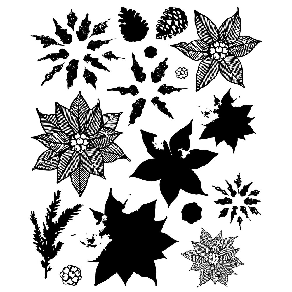 Sizzix Framelits Die w/Stamps by 49 and Market Poinsettia Trio (10+16pcs) (667015) Sizzix Framelits Die w/Stamps by 49 and Market Poinsettia Trio (10+16pcs) (667015)