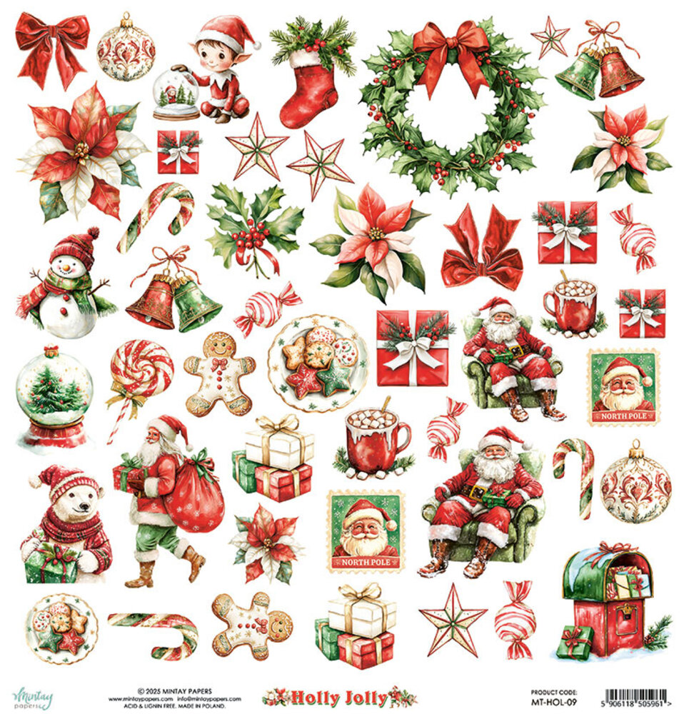 Mintay Holly Jolly 12x12 Inch Paper Elements (MT-HOL-09)