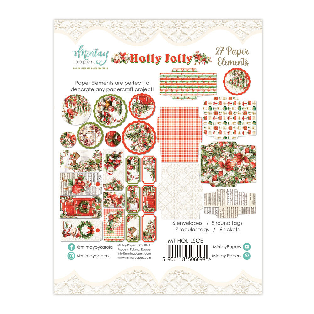 Mintay Holly Jolly 6x8 Inch Paper Elements (27 pcs) (MT-HOL-LSCE)