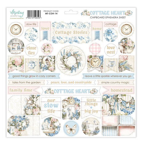 Mintay Cottage Heart 12x12 Inch Chipboard Ephemera Sheet (MT-COH-14)