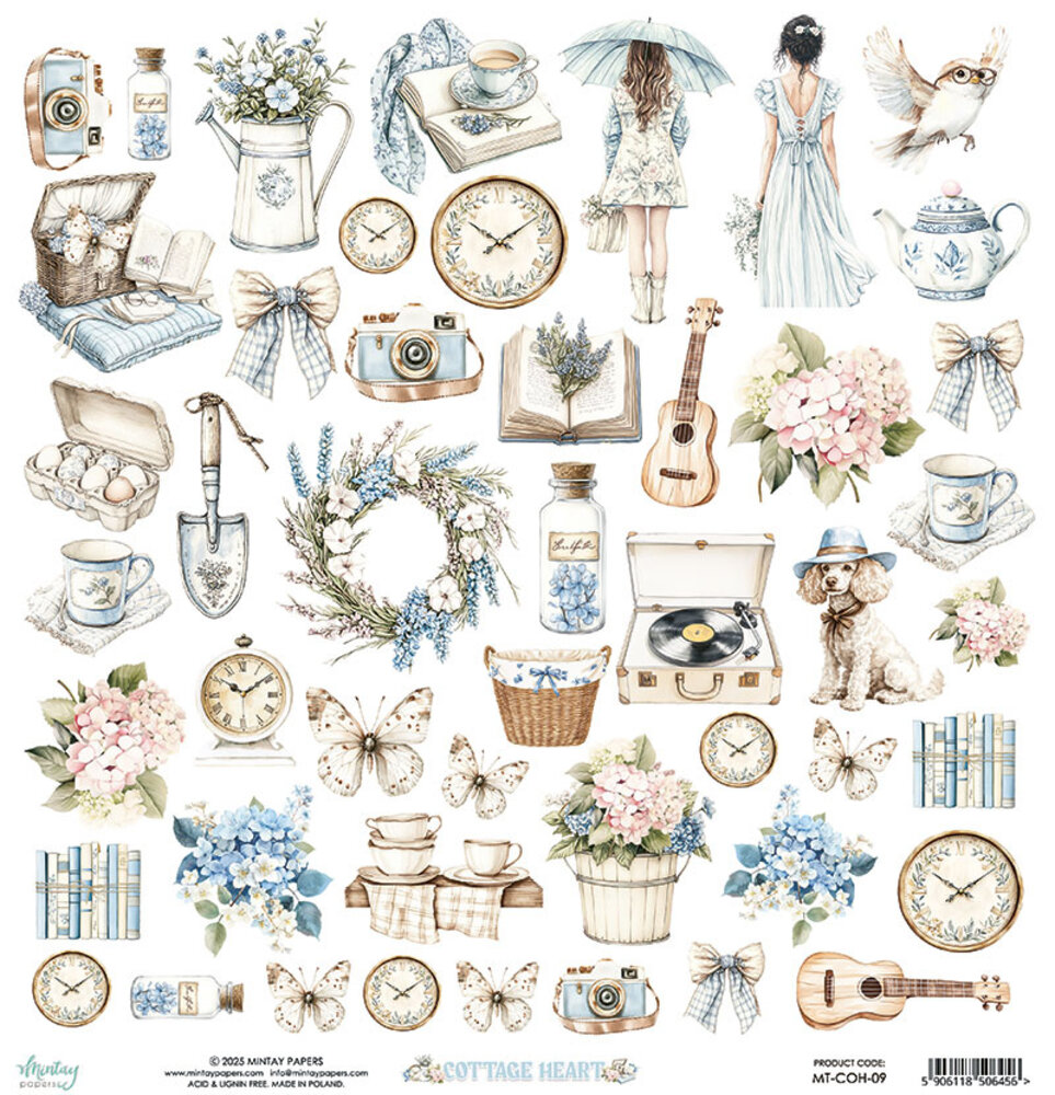 Mintay Cottage Heart 12x12 Inch Paper Elements (MT-COH-09)