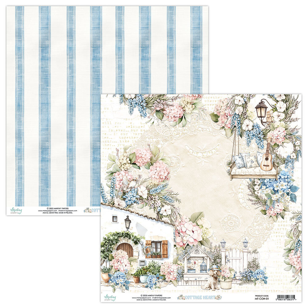 Mintay Cottage Heart 12x12 Inch Scrapbooking Paper Set (MT-COH-07)
