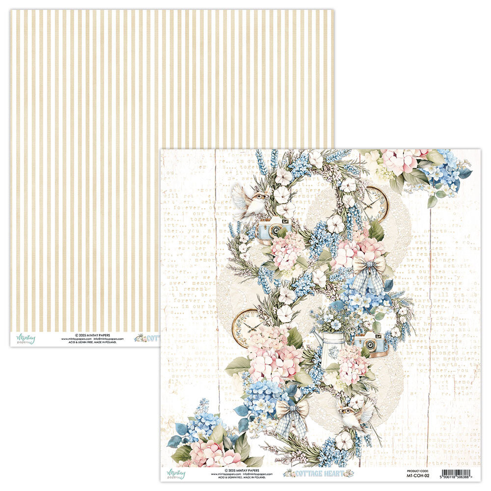Mintay Cottage Heart 12x12 Inch Scrapbooking Paper Set (MT-COH-07)
