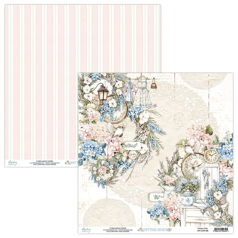 Mintay Cottage Heart 12x12 Inch Scrapbooking Paper Set (MT-COH-07)