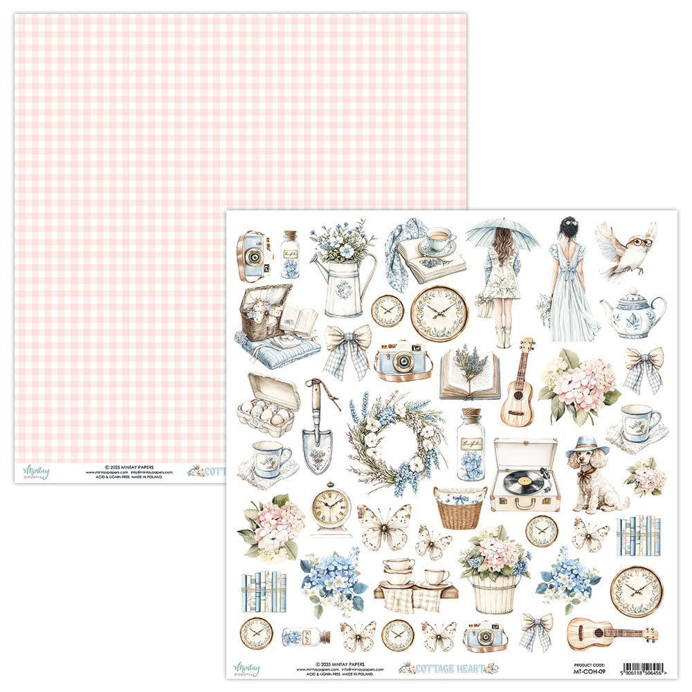 Mintay Cottage Heart 12x12 Inch Scrapbooking Paper Set (MT-COH-07)