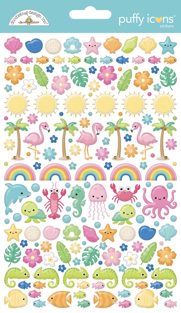 Doodlebug Design Summer Fun Puffy Icons Stickers (8907)