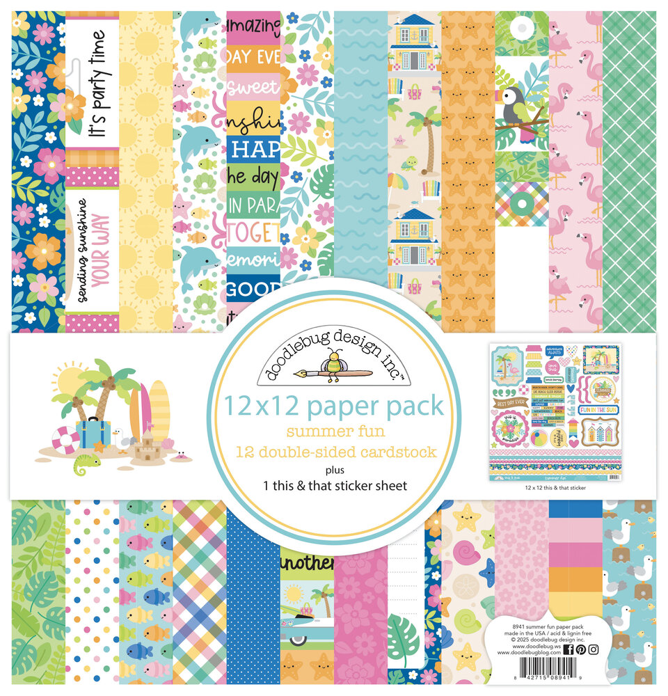 Doodlebug Design Summer Fun 12x12 Inch Paper Pack (8941)