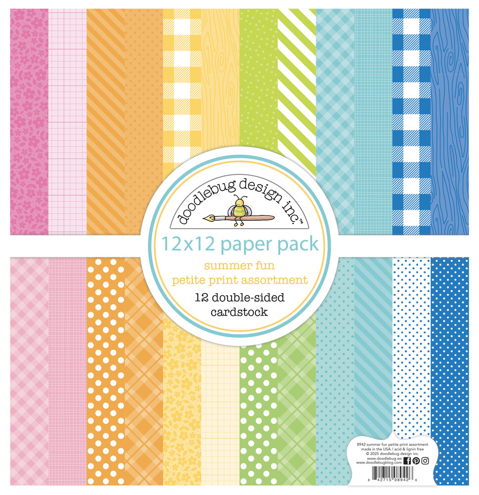Doodlebug Design Summer Fun 12x12 Inch Petite Prints Assortment Pack (8942)