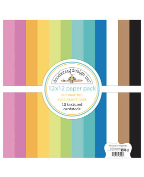 Doodlebug Design Summer Fun 12x12 Inch Textured Cardstock Assortment Pack (8943)