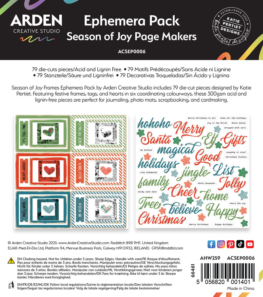 Arden Creative Studio Season of Joy Page Makers Ephemera Pack (79pcs) (ACSEP0006)