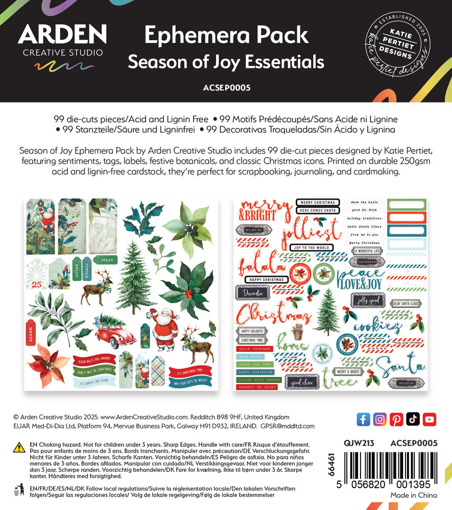 Arden Creative Studio Season of Joy Essentials Ephemera Pack (99pcs) (ACSEP0005)