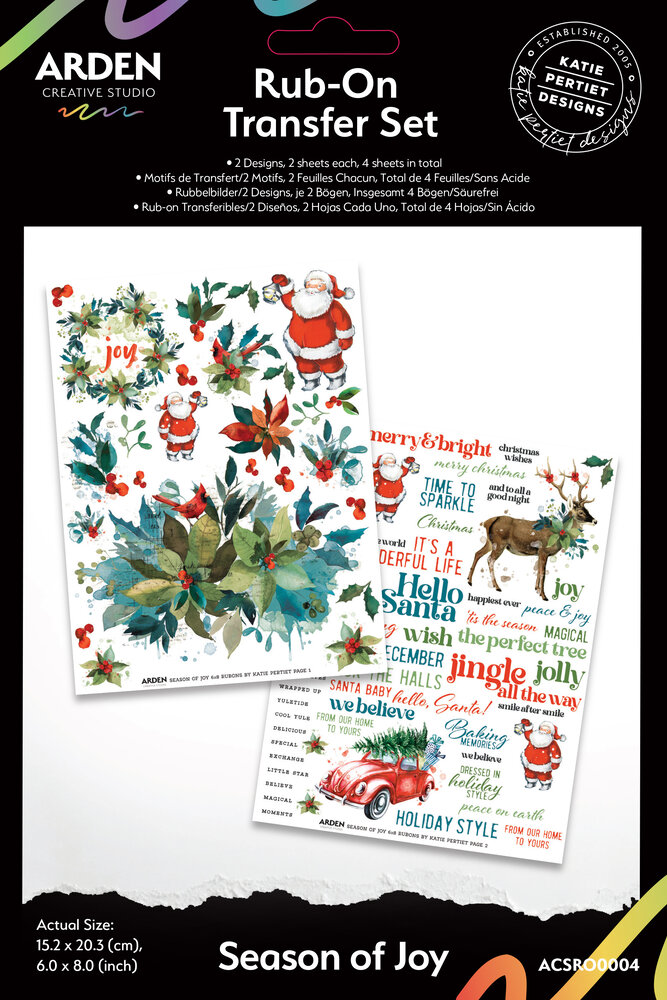 Arden Creative Studio Season of Joy 6x8 Inch Rub-On Transfer Set (ACSRO0004) Arden Creative Studio Season of Joy 6x8 Inch Rub-On Transfer Set (ACSRO0004)